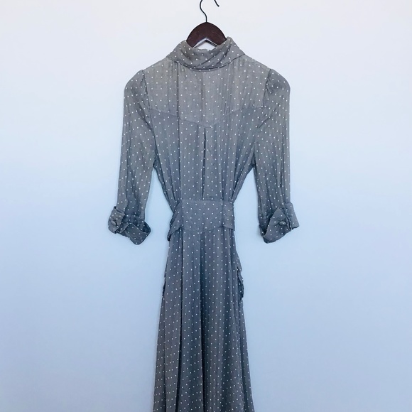 DIANE VON FURSTENBERG size 10 semi sheer silk vintage shirt dress - Picture 4 of 7